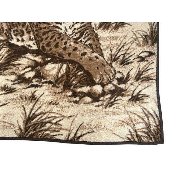 Vintage Ibena Relax Dolan Leopard Blanket Reversible Brown West Germany Rare - Picture 6 of 13